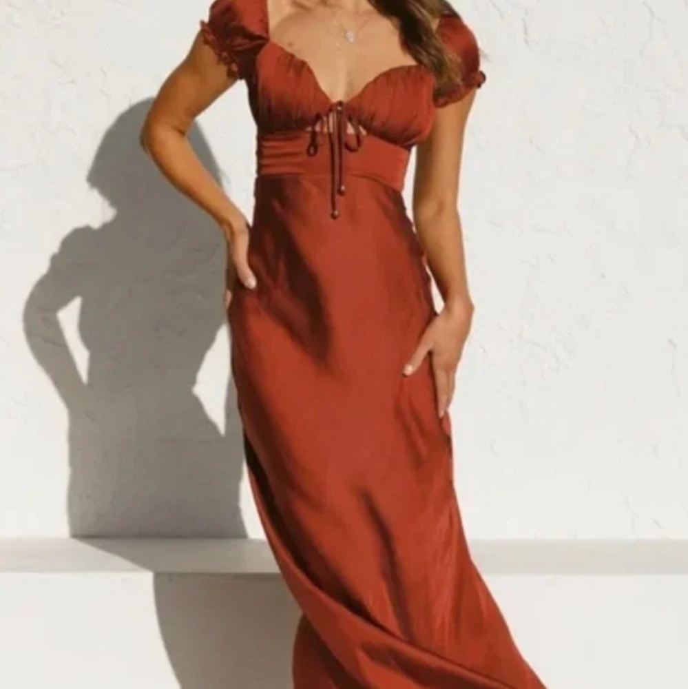 NWT Terracotta Silk Midi Dress
